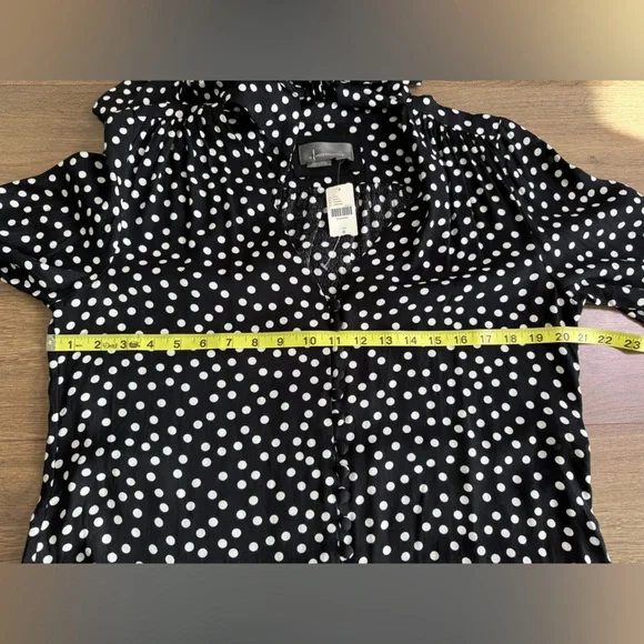 NWT Anthropologie Long-Sleeve Tie-Neck Swing Mini Dress Black And White Size Med - Picture 13 of 14